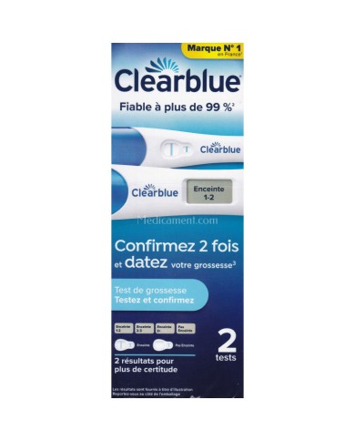 CLEARBLUE  Test de grossesse avec estimation de l'âge de la grossesse Boite de 2