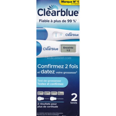 CLEARBLUE  Test de grossesse avec estimation de l'âge de la grossesse Boite de 2