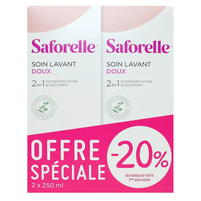 SAFORELLE Solution soin lavant doux Lot de 2 Flacons de 250ml