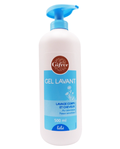 GIFRER Gel lavant 2 en 1 Corps et cheveux Flacon pompe de 500 ml