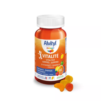 ALVITYL VITALITE  Dès 4 Ans - 10 Vitamines et Minéraux boite de 60 Gommes à Mâcher