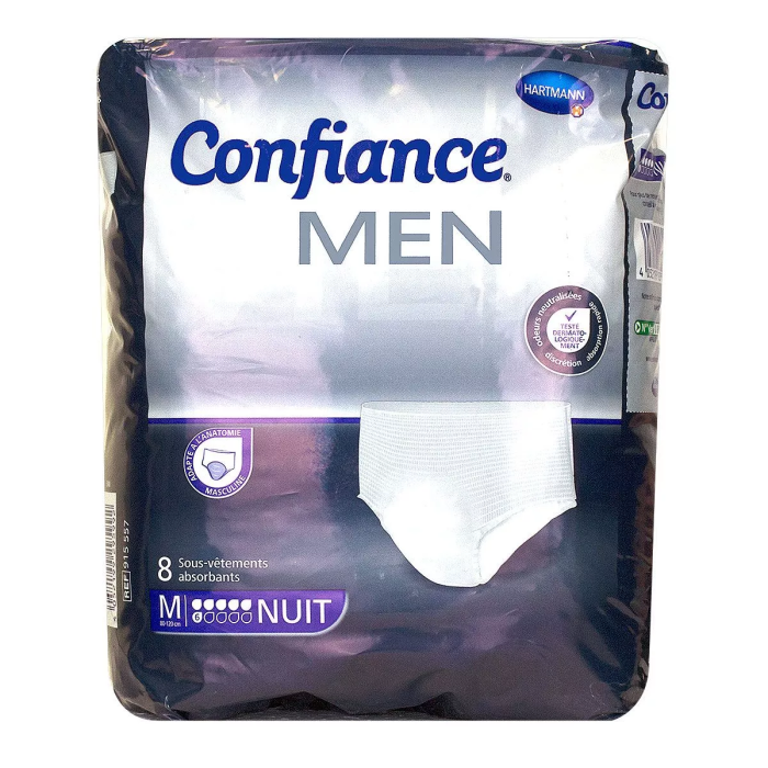 CONFIANCE Sous-vêtements absorbants pour hommes Taille M - 6 gouttes   Paquet de 8