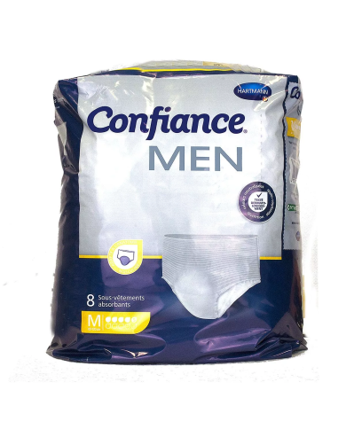 CONFIANCE Sous-vêtements absorbants pour hommes Taille M - 5 gouttes   Paquet de 8