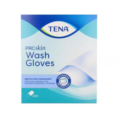 TENA Wash Glove - Gants de toilettes doux et résistants Boite de 50