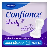 Confiance Lady Pads 6 gouttes Spécial nuit Sachet de 14 protections