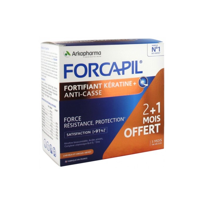 ARKOPHARMA FORCAPIL KERATINE + Complément alimentaire cheveux et ongles Boite de 180 gélules