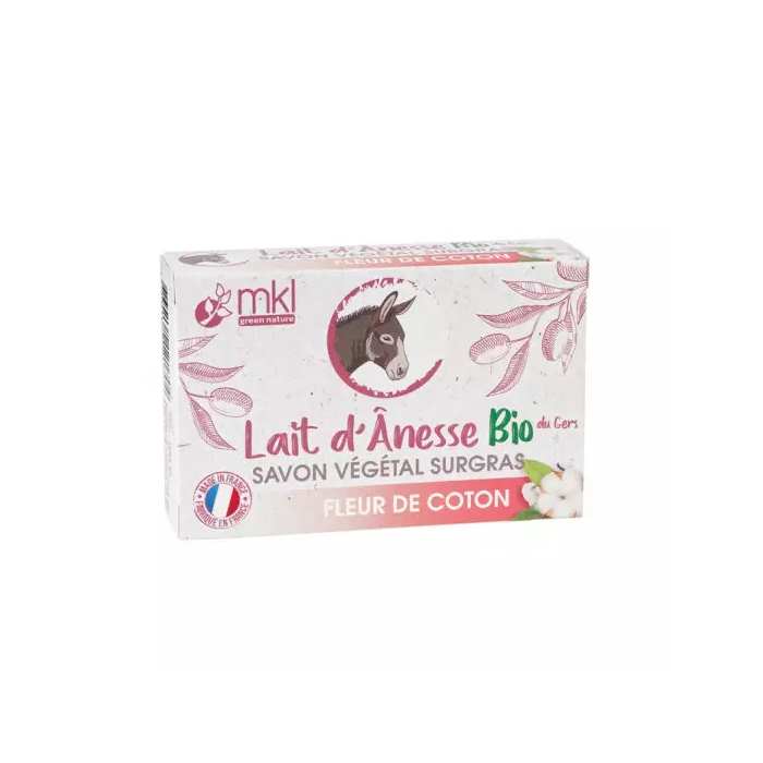 MKL Savon surgras au lait d'ânesse Bio fleur de coton Pain de 100 grammes