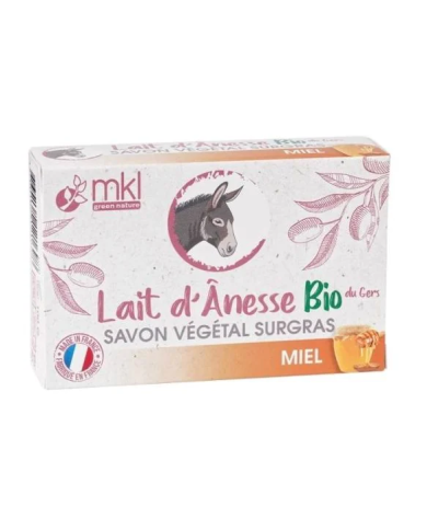 MKL Savon végétal surgras au lait d'ânesse bio Miel Pain de 100g