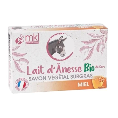 MKL Savon végétal surgras au lait d'ânesse bio Miel Pain de 100g