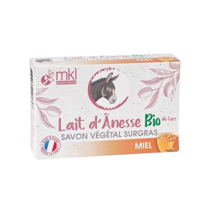 MKL Savon végétal surgras au lait d'ânesse bio Miel Pain de 100g