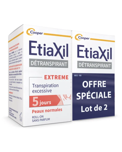 ETIAXIL AISSELLES Détranspirant EXTREME pour Peaux Normales Lot de 2 Billes de 15ml