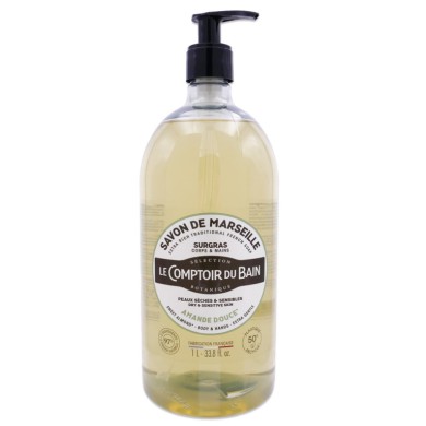 LE COMPTOIR DU BAIN SAVON DE MARSEILLE AMANDE DOUCE Flacon pompe de 1L