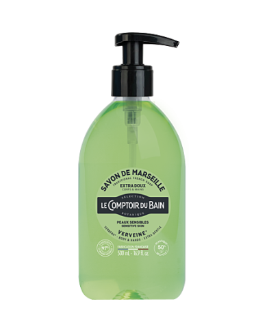 LE COMPTOIR DU BAIN Savon traditionnel de marseille VERVEINE Flacon pompe de 1 litre