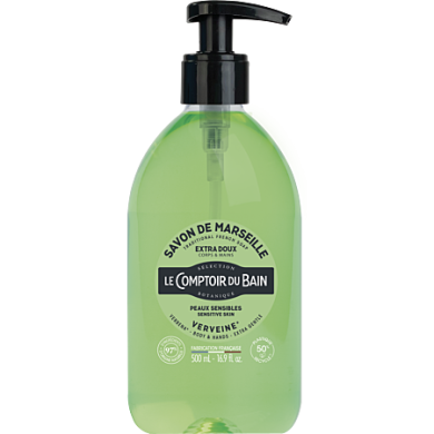 LE COMPTOIR DU BAIN Savon traditionnel de marseille VERVEINE Flacon pompe de 1 litre