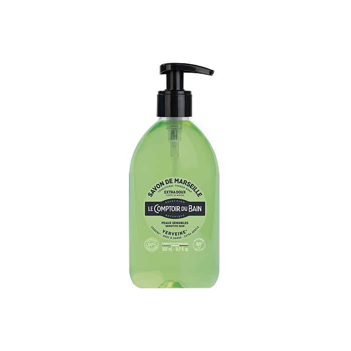 LE COMPTOIR DU BAIN Savon traditionnel de marseille VERVEINE Flacon pompe de 1 litre