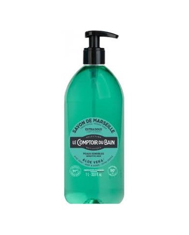 LE COMPTOIR DU BAIN Savon traditionnel de Marseille ALOE Flacon de 1 litre