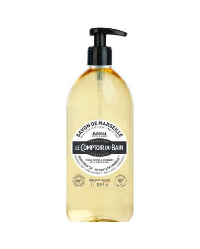 LE COMPTOIR DU BAIN Savon surgras hypoallergénique de Marseille Flacon de 1 l
