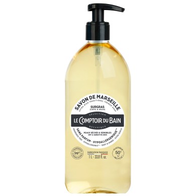 LE COMPTOIR DU BAIN Savon surgras hypoallergénique de Marseille Flacon de 1 l