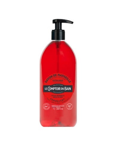 LE COMPTOIR DU BAIN Savon traditionnel de Marseille COQUELICOT Flacon de 1 l