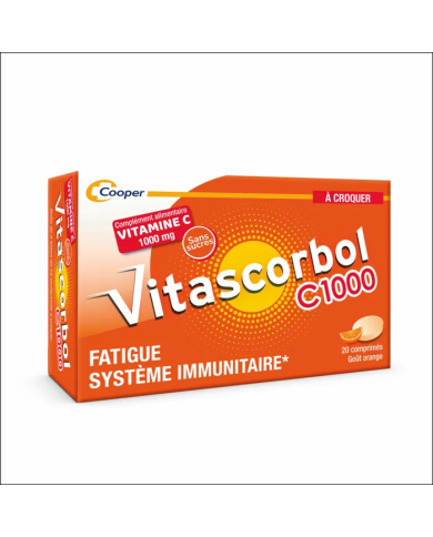 Vitascorbol C1000 Vitamine C Boite de 20 comprimés à croquer