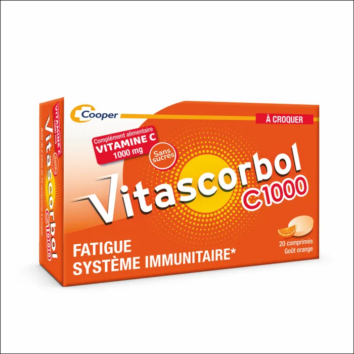 Vitascorbol C1000 Vitamine C Boite de 20 comprimés à croquer