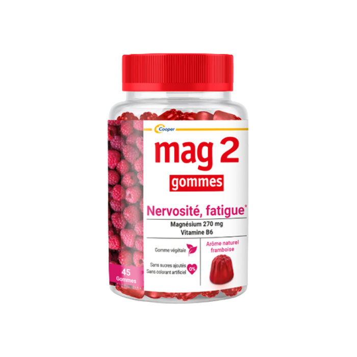 MAG 2 Nervosité - fatigue Boite de 45 gommes Arôme Framboise