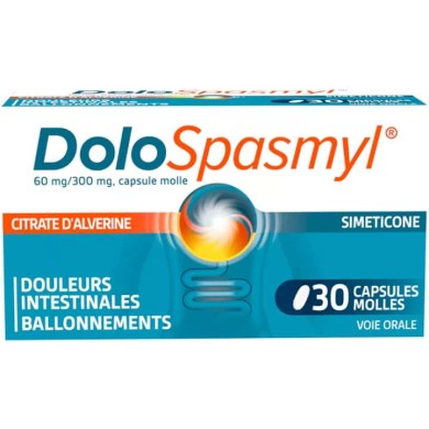 DOLOSPASMYL 60MG / 300 MG Douleurs digestives Boite de 30 capsules molles