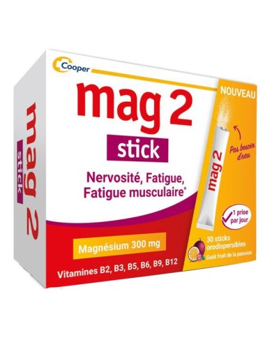 MAG 2 nervosité fatigue fatigue musculaire Boite de 30 sticks