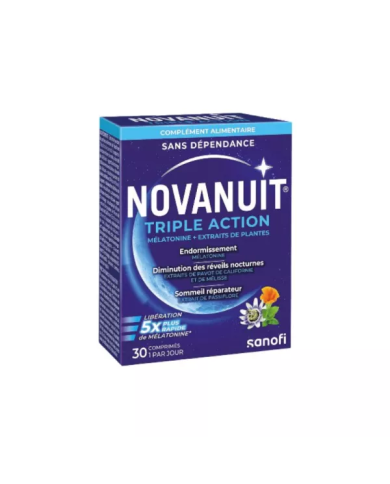 NOVANUIT Triple action Sommeil Complément alimentaire Boite de 30 gélules