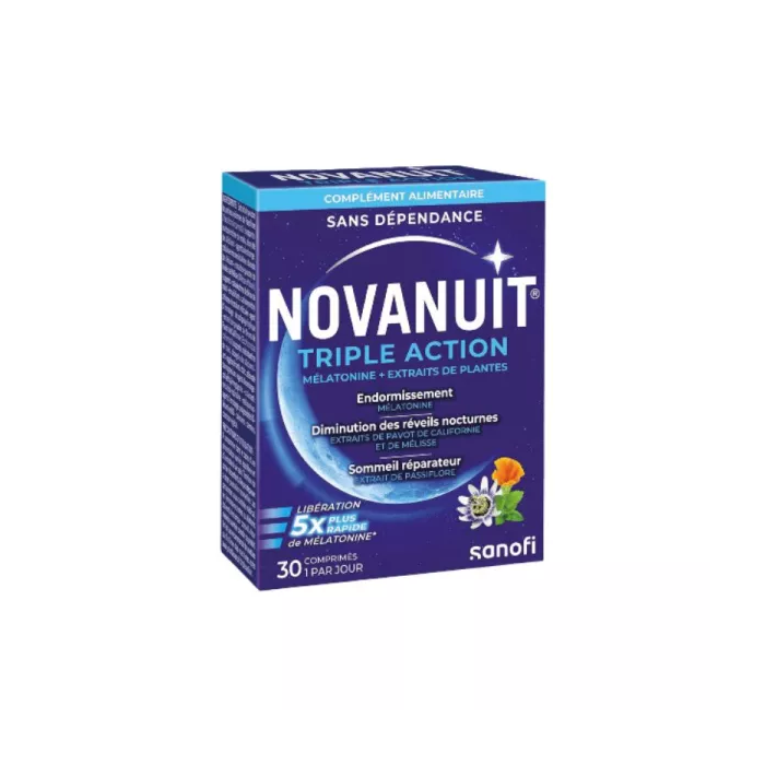 NOVANUIT Triple action Sommeil Complément alimentaire Boite de 30 gélules