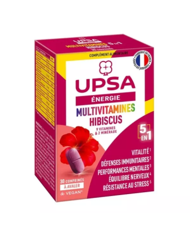 UPSA Energie Multivitamines Hibiscus Boite de 30 comprimés