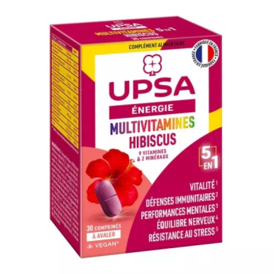 UPSA Energie Multivitamines Hibiscus Boite de 30 comprimés