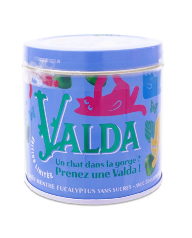 VALDA sans sucre Gomme menthe - eucalyptus Boite de 140 grammes