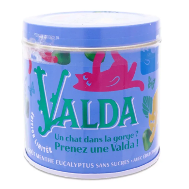 VALDA sans sucre Gomme menthe - eucalyptus Boite de 140 grammes