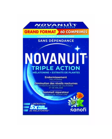 NOVANUIT Triple action Sommeil Complément alimentaire Boite de 60 comprimés