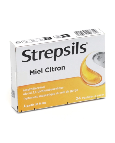 Strepsils miel citron Boite de 24 pastilles à sucer