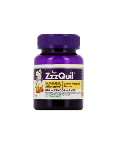 Zzzquil Sommeil complément alimentaire Arôme Mangue-banane Boite de 30 gommes