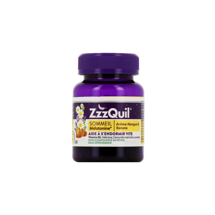 Zzzquil Sommeil complément alimentaire Arôme Mangue-banane Boite de 30 gommes