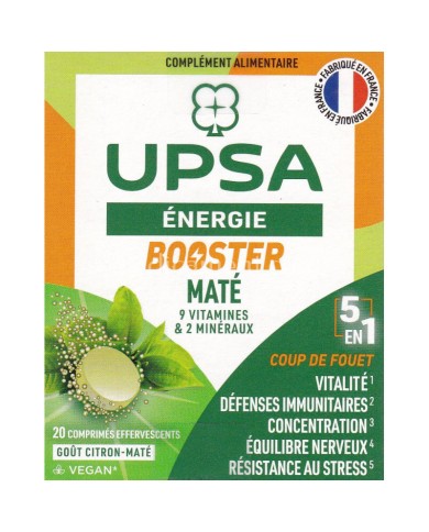 UPSA Énergie Booster Maté 5-en-1 Boite de 20 Comprimés effervescents