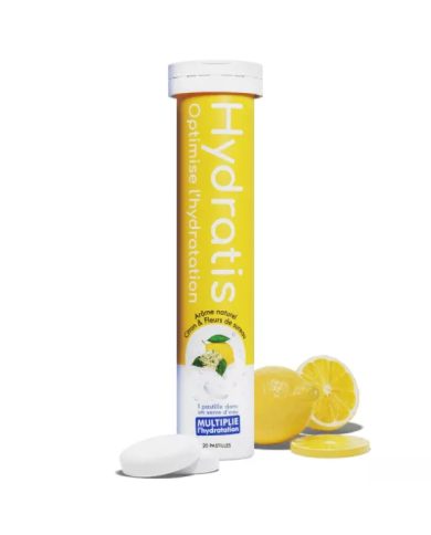 Hydratis Solution d'Hydratation citron et fleur de sureau Boite de 20 pastilles