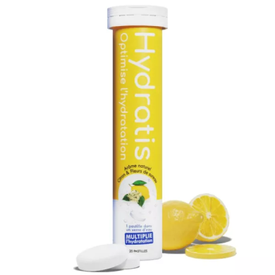 Hydratis Solution d'Hydratation citron et fleur de sureau Boite de 20 pastilles