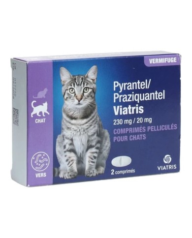 Pyrantel Praziquantel Viatris vermifuge chat Boite de 2 comprimés