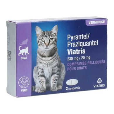 Pyrantel Praziquantel Viatris vermifuge chat Boite de 2 comprimés