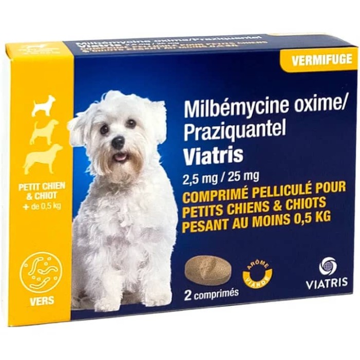 Milbemycine / Praziquantel Viatris Chiot - petit chien Boite de 2 comprimés