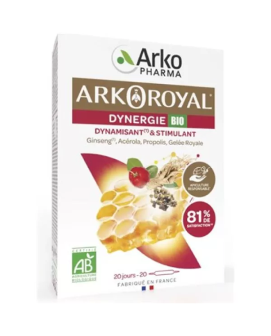 ARKOPHARMA ARKOROYAL DYNERGIE bio Fortifiant et stimulant Boite de 20 ampoules
