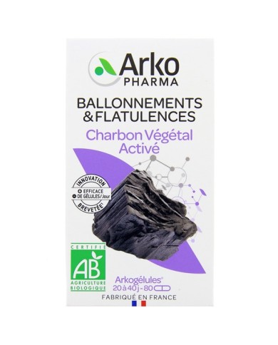 ARKOGELULES Charbon végétal "Ballonnement et flatulences" Boite de 80 gélules