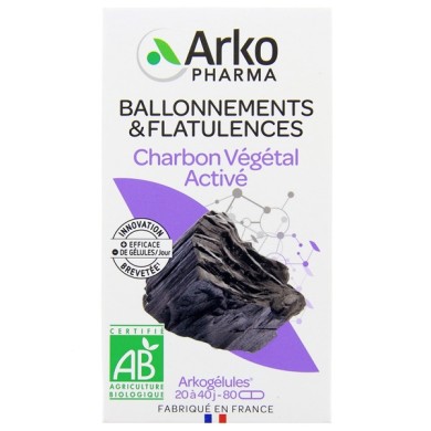 ARKOGELULES Charbon végétal "Ballonnement et flatulences" Boite de 80 gélules
