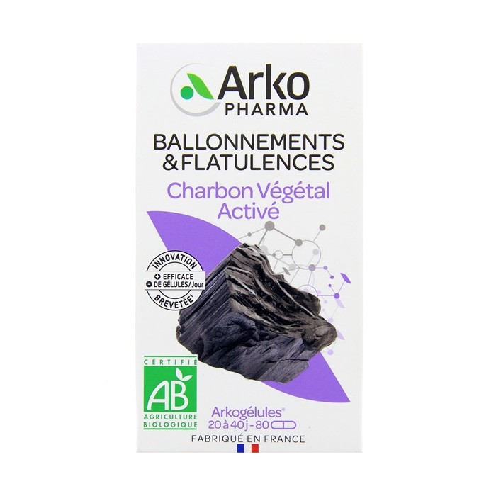 ARKOGELULES Charbon végétal "Ballonnement et flatulences" Boite de 80 gélules