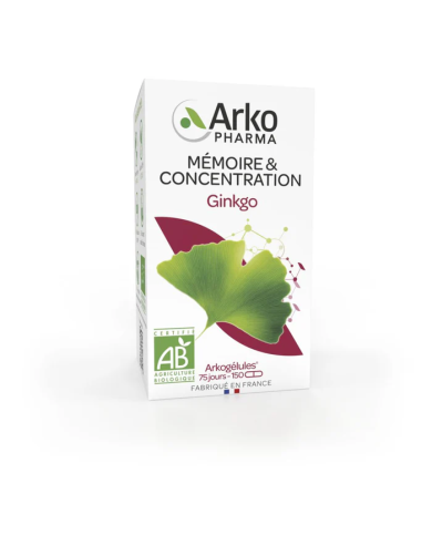 Arkogélules BIO Ginkgo "mémoire et concentration" Boite de 150 gélules
