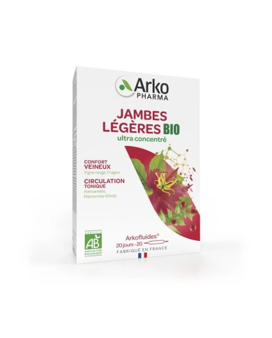 ARKOPHARMA Arkofluides BIO Jambes légères Boite de 20 ampoules